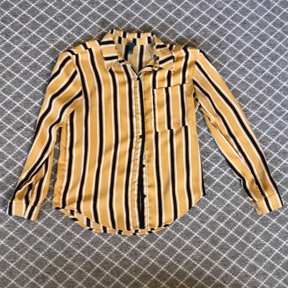 Striped Yellow Button-Up Shirt